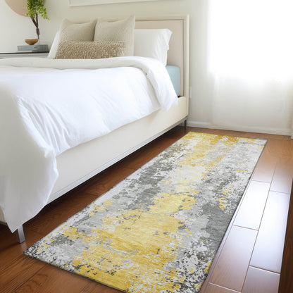 Taelara Gold Washable Indoor-Outdoor Rug