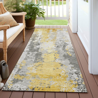 Taelara Gold Washable Indoor-Outdoor Rug