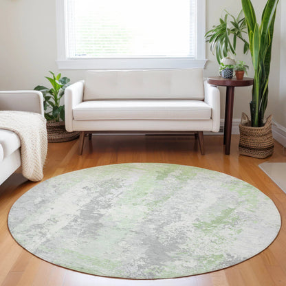 Taelara Green Washable Indoor-Outdoor Rug