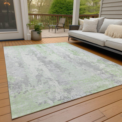 Taelara Green Washable Indoor-Outdoor Rug