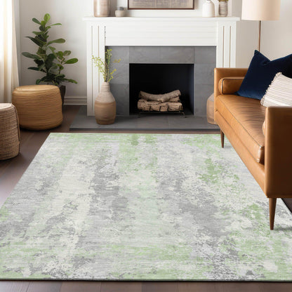 Taelara Green Washable Indoor-Outdoor Rug