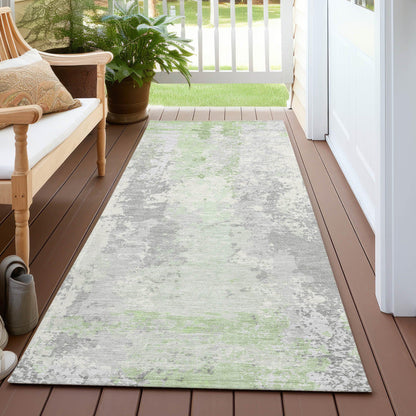 Taelara Green Washable Indoor-Outdoor Rug