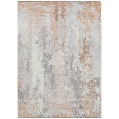 Taelara Orange Washable Indoor-Outdoor Rug