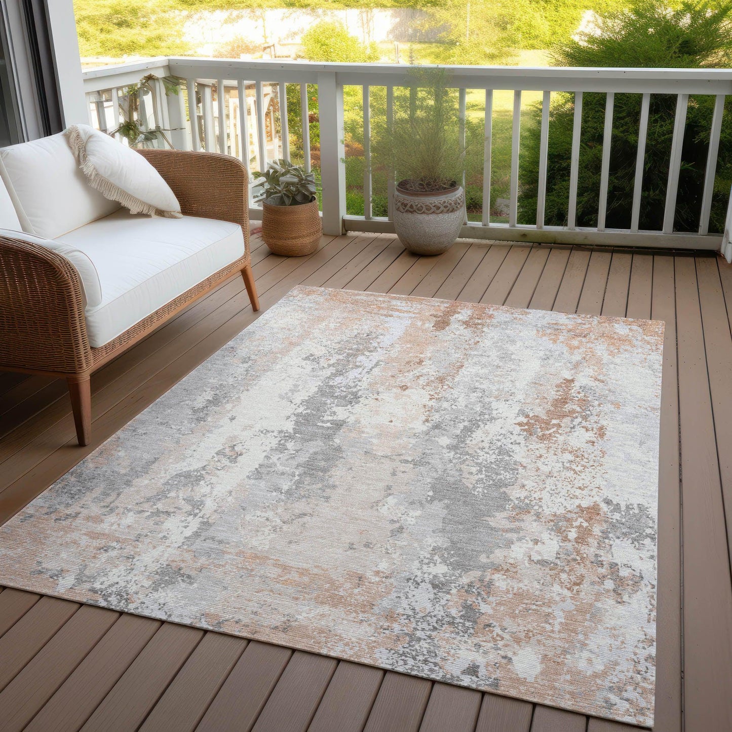 Taelara Orange Washable Indoor-Outdoor Rug