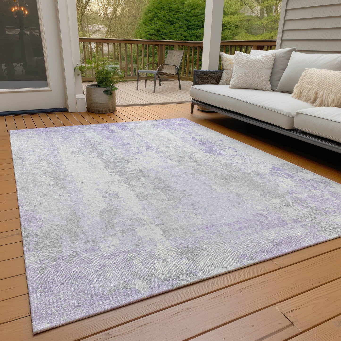 Taelara Purple Washable Indoor-Outdoor Rug