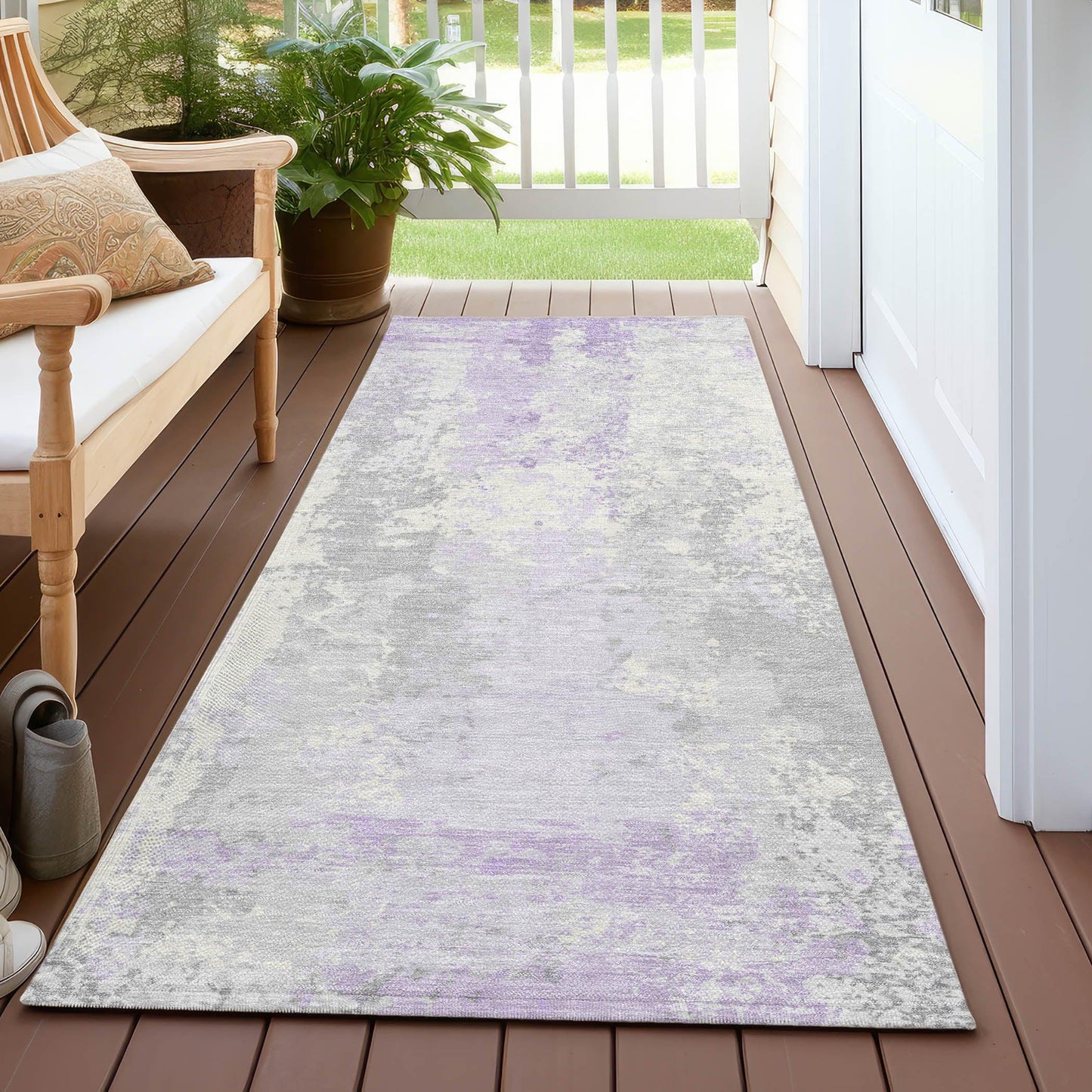 Taelara Purple Washable Indoor-Outdoor Rug