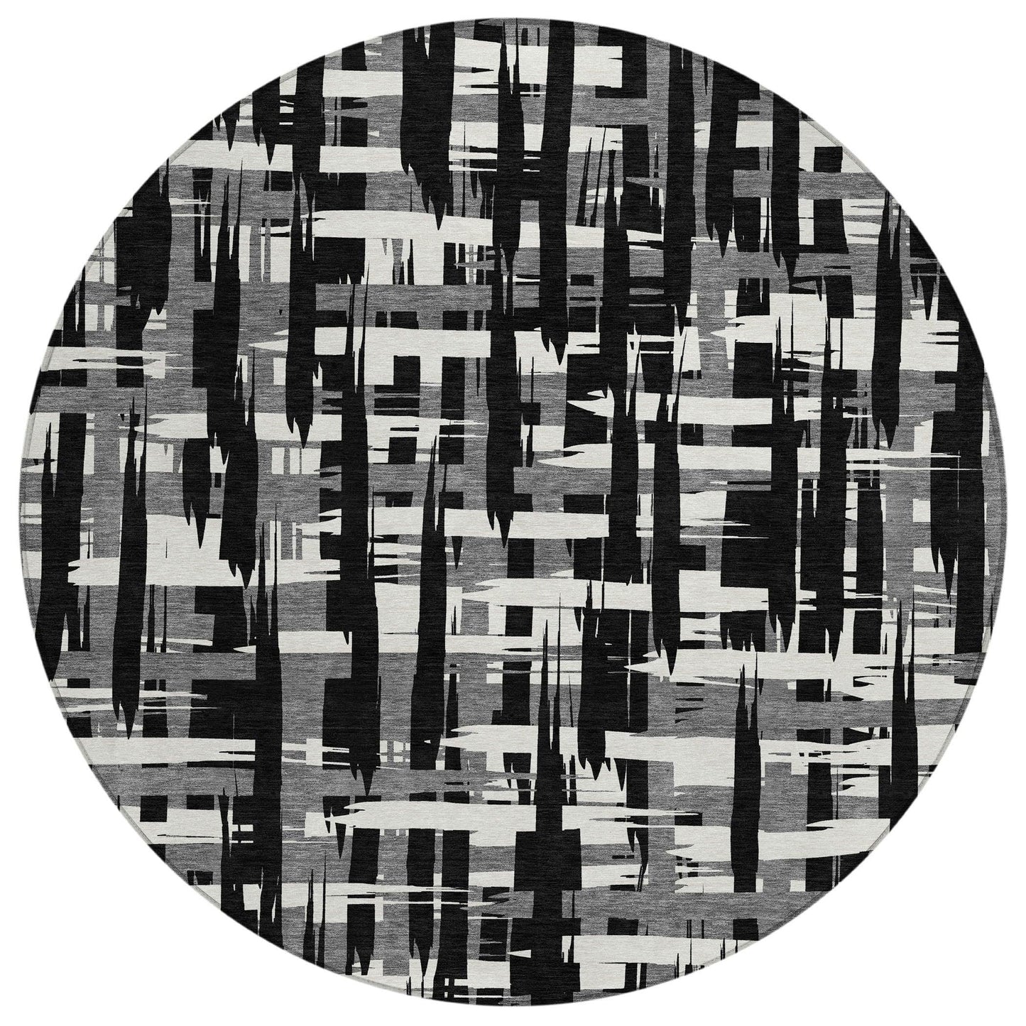 Taelaris Black Washable Indoor-Outdoor Rug