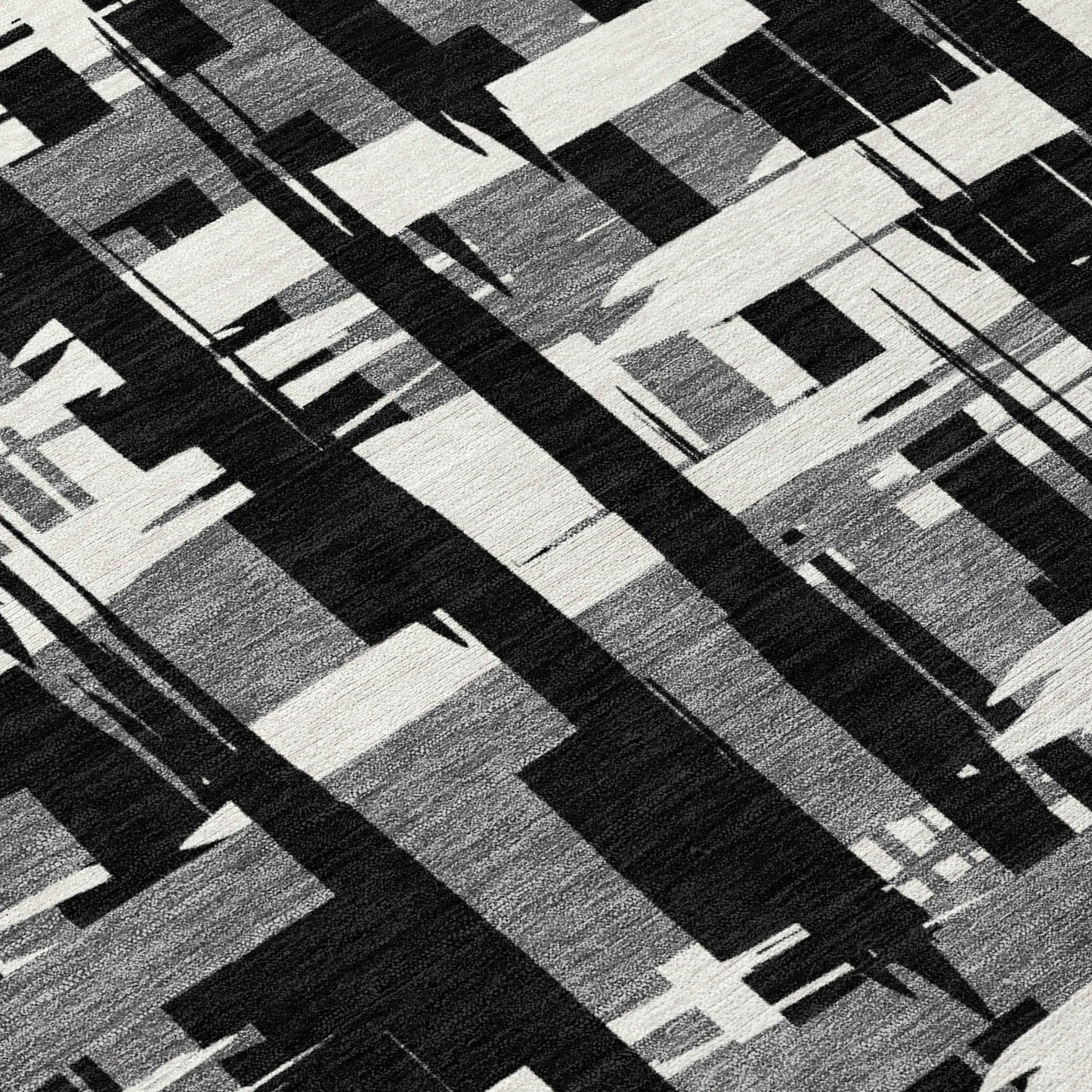 Taelaris Black Washable Indoor-Outdoor Rug