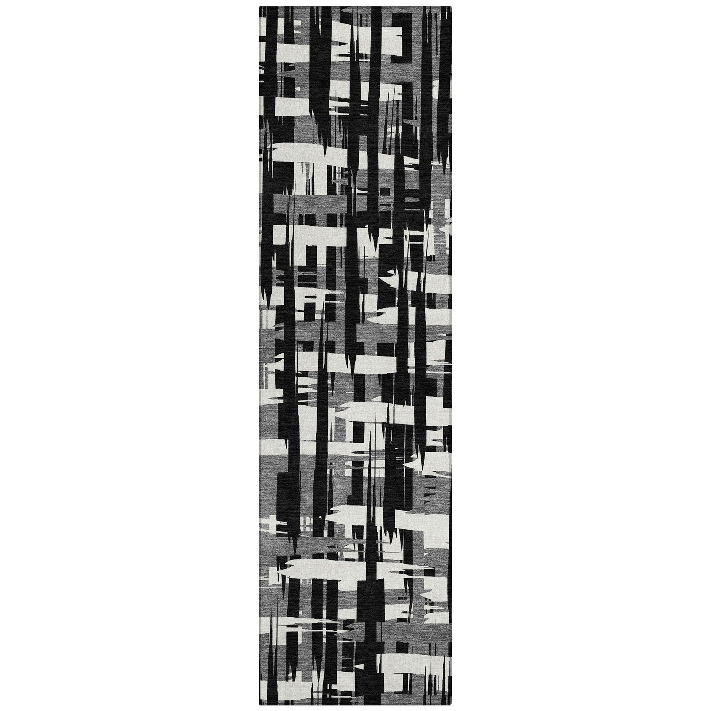 Taelaris Black Washable Indoor-Outdoor Rug