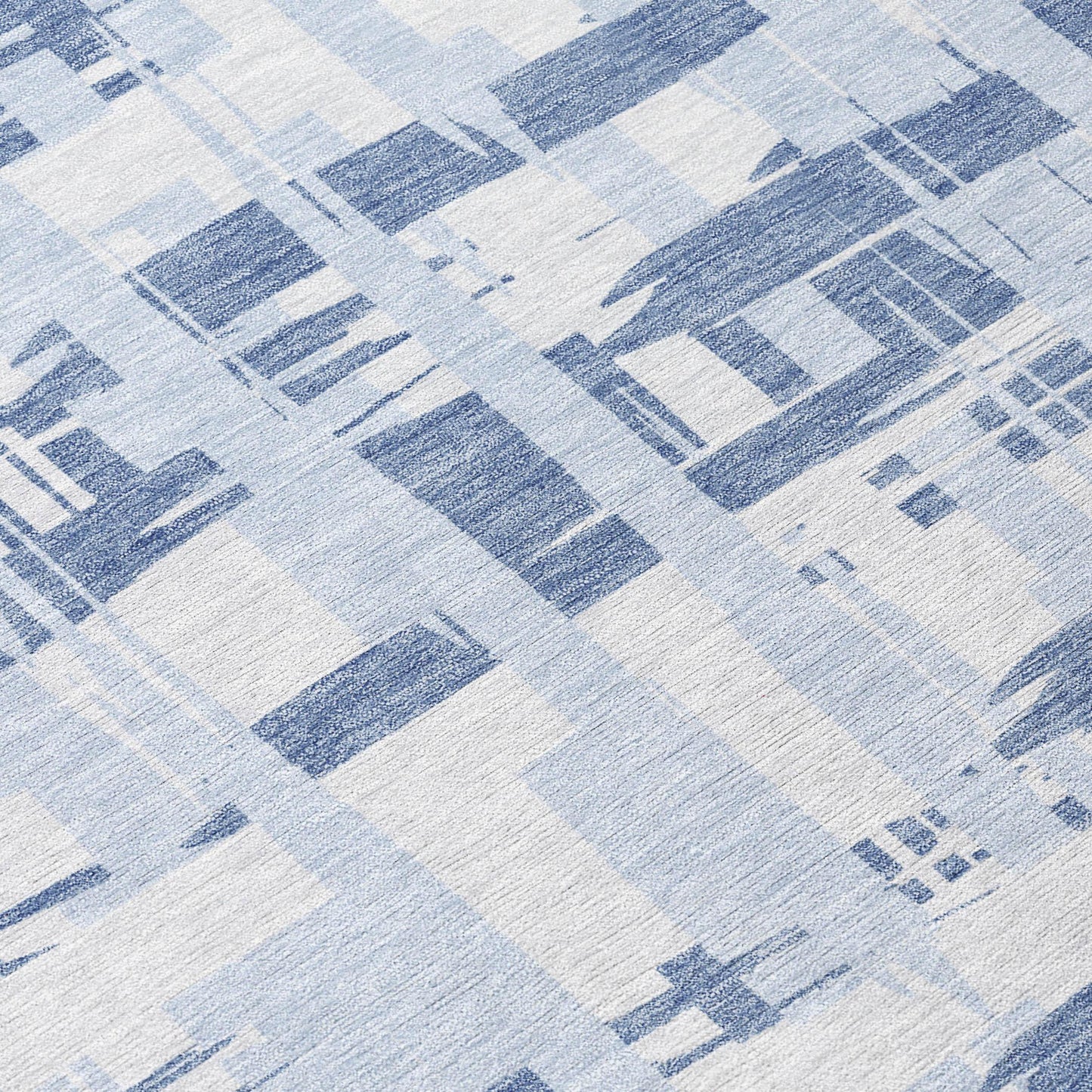 Taelaris Blue Washable Indoor-Outdoor Rug