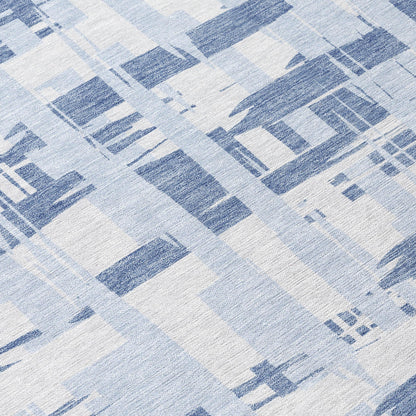 Taelaris Blue Washable Indoor-Outdoor Rug