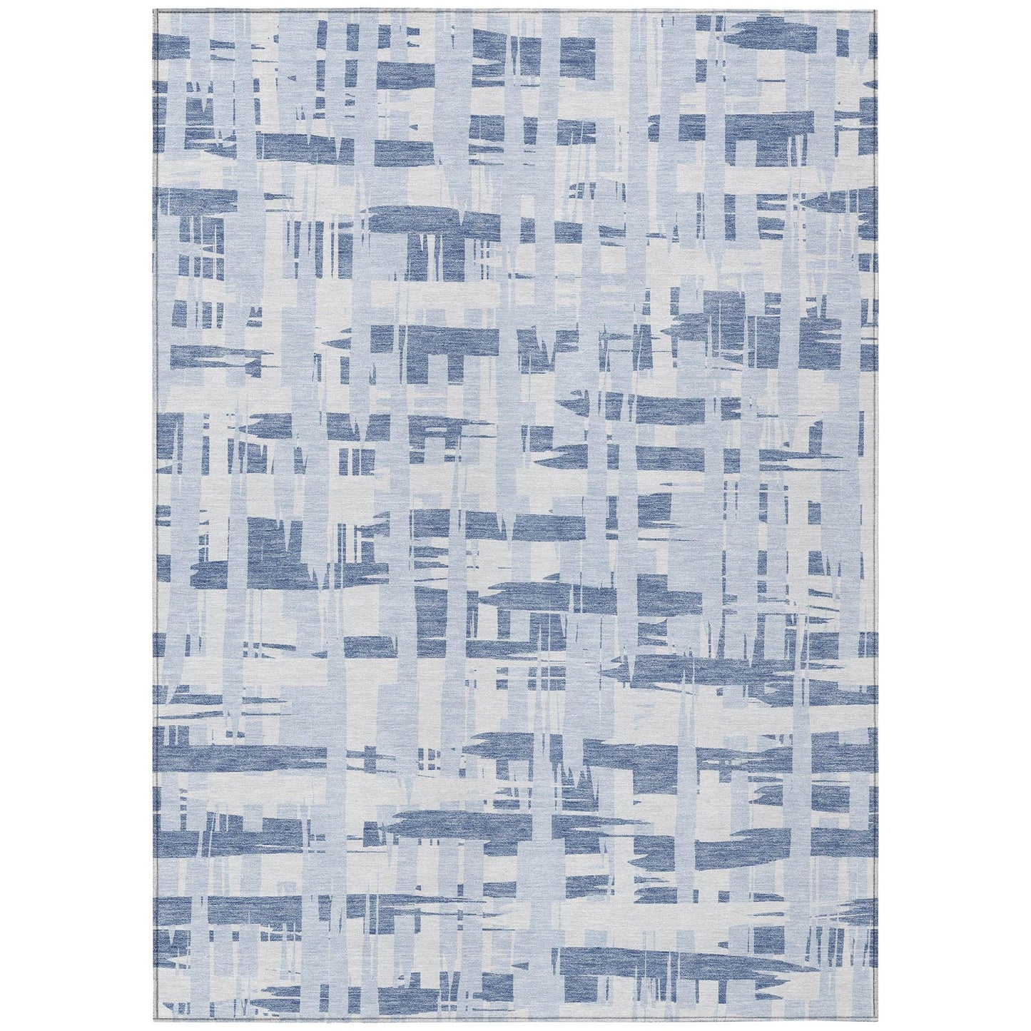 Taelaris Blue Washable Indoor-Outdoor Rug