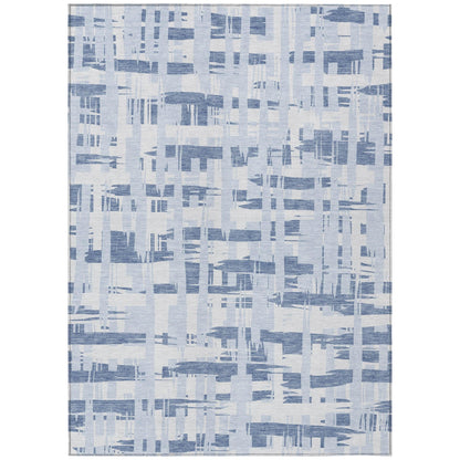Taelaris Blue Washable Indoor-Outdoor Rug