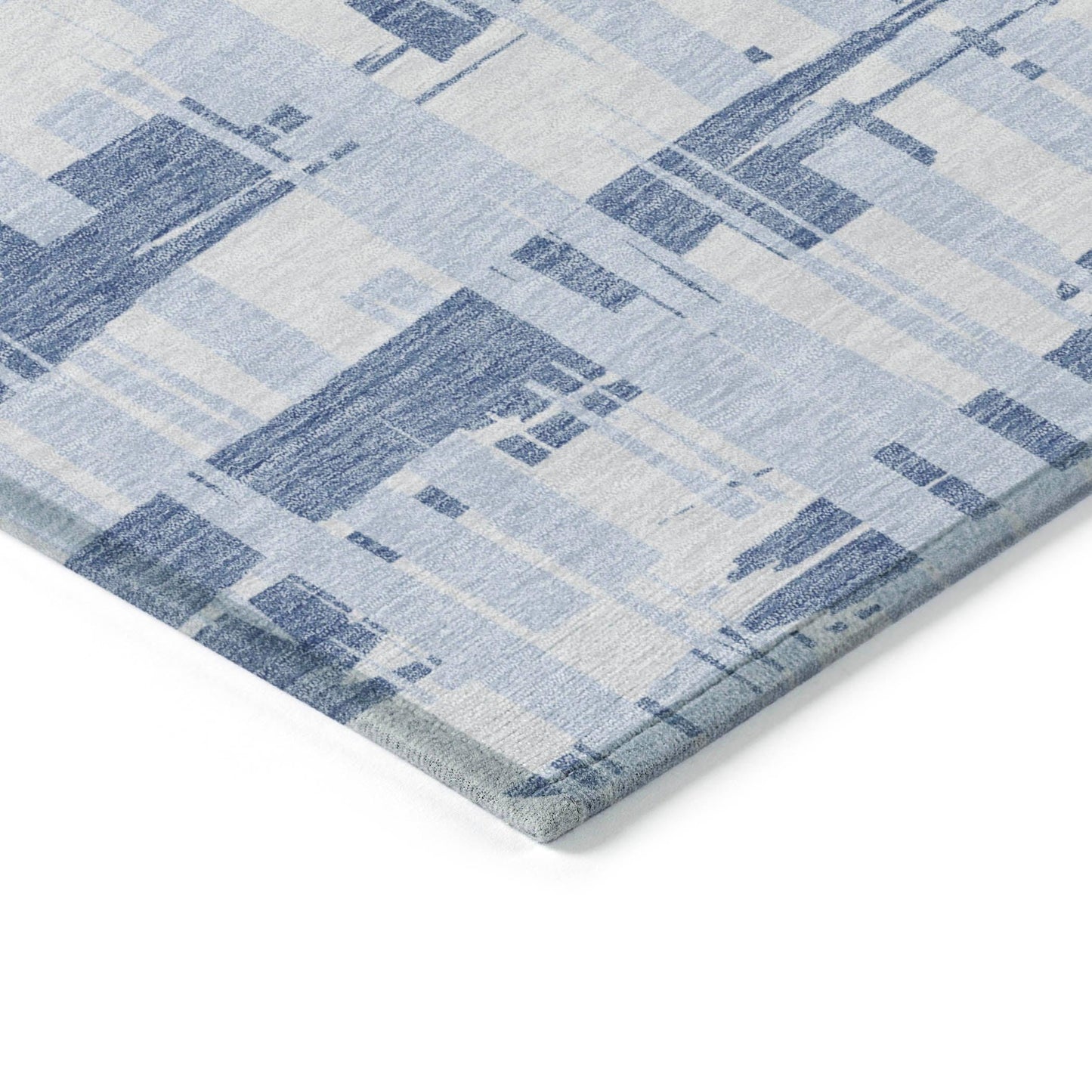 Taelaris Blue Washable Indoor-Outdoor Rug