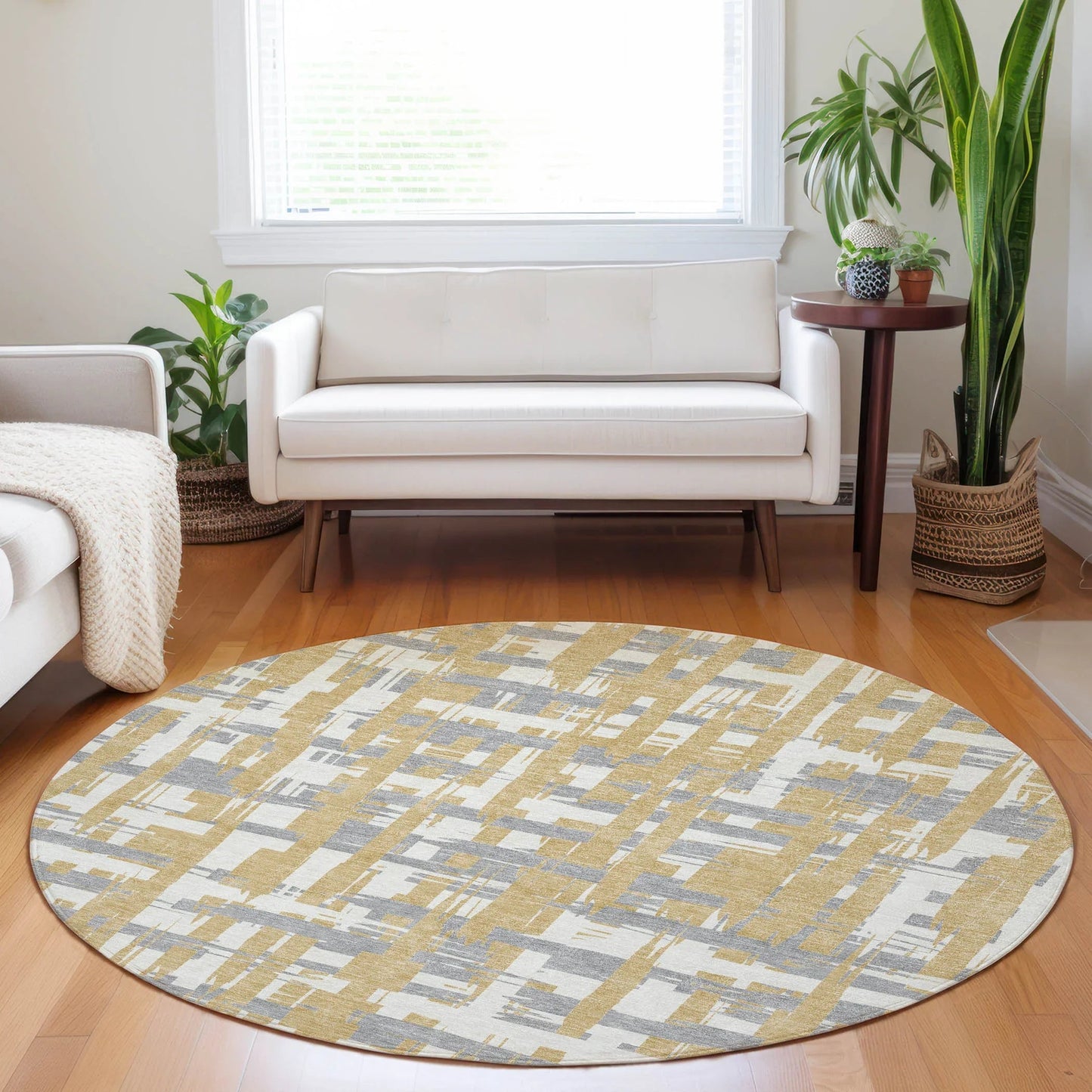 Taelaris Gold Washable Indoor-Outdoor Rug