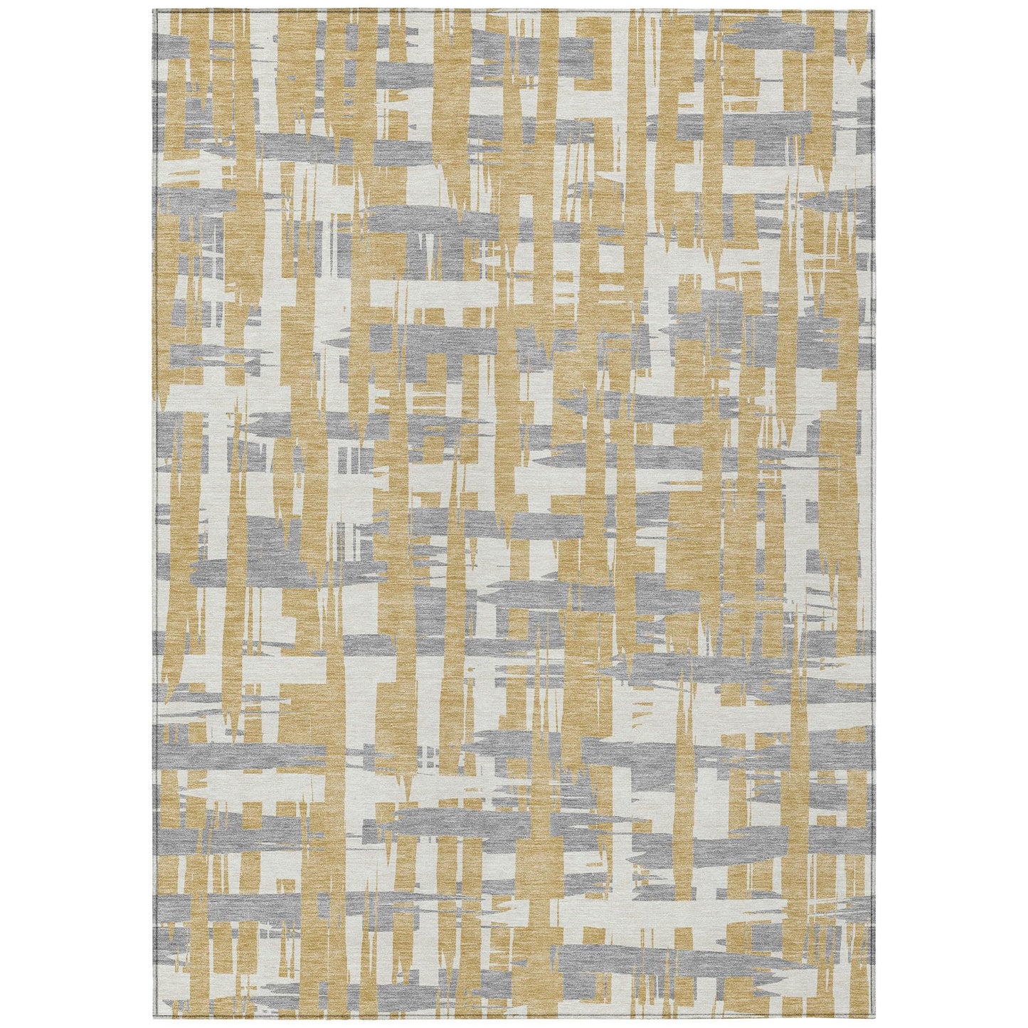 Taelaris Gold Washable Indoor-Outdoor Rug