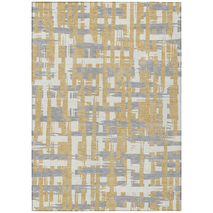 Taelaris Gold Washable Indoor-Outdoor Rug
