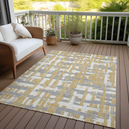 Taelaris Gold Washable Indoor-Outdoor Rug
