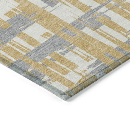 Taelaris Gold Washable Indoor-Outdoor Rug