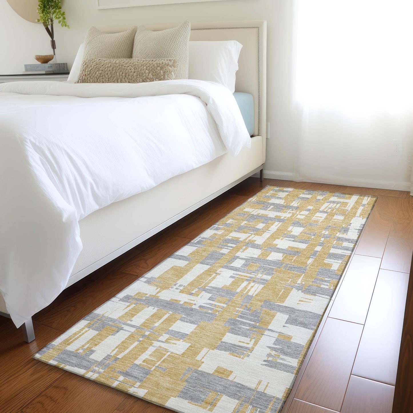 Taelaris Gold Washable Indoor-Outdoor Rug