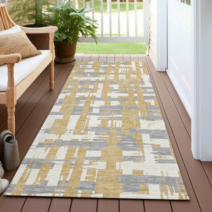 Taelaris Gold Washable Indoor-Outdoor Rug