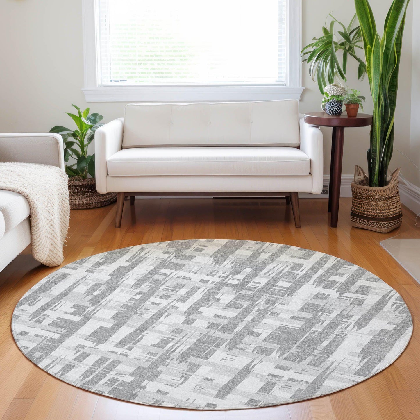 Taelaris Gray Washable Indoor-Outdoor Rug