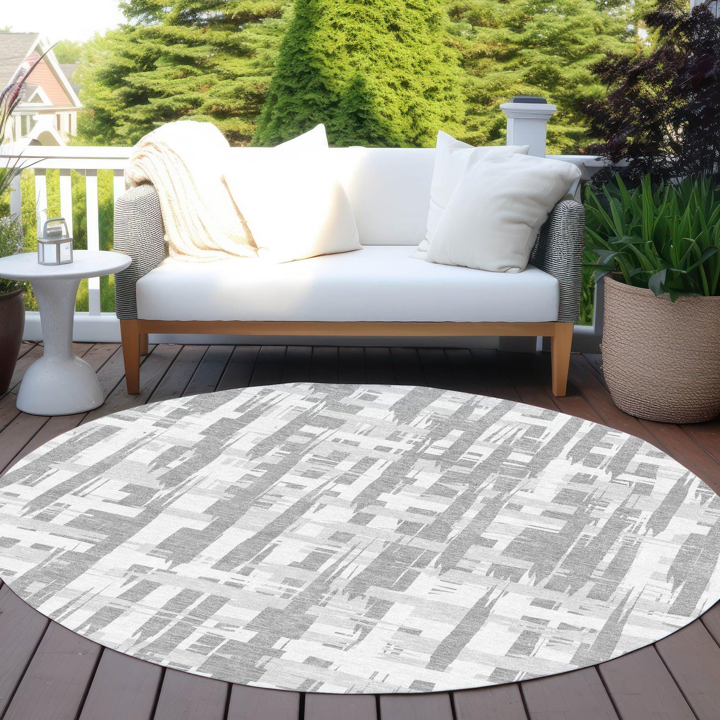 Taelaris Gray Washable Indoor-Outdoor Rug