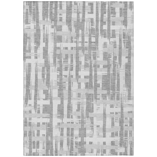 Taelaris Gray Washable Indoor-Outdoor Rug