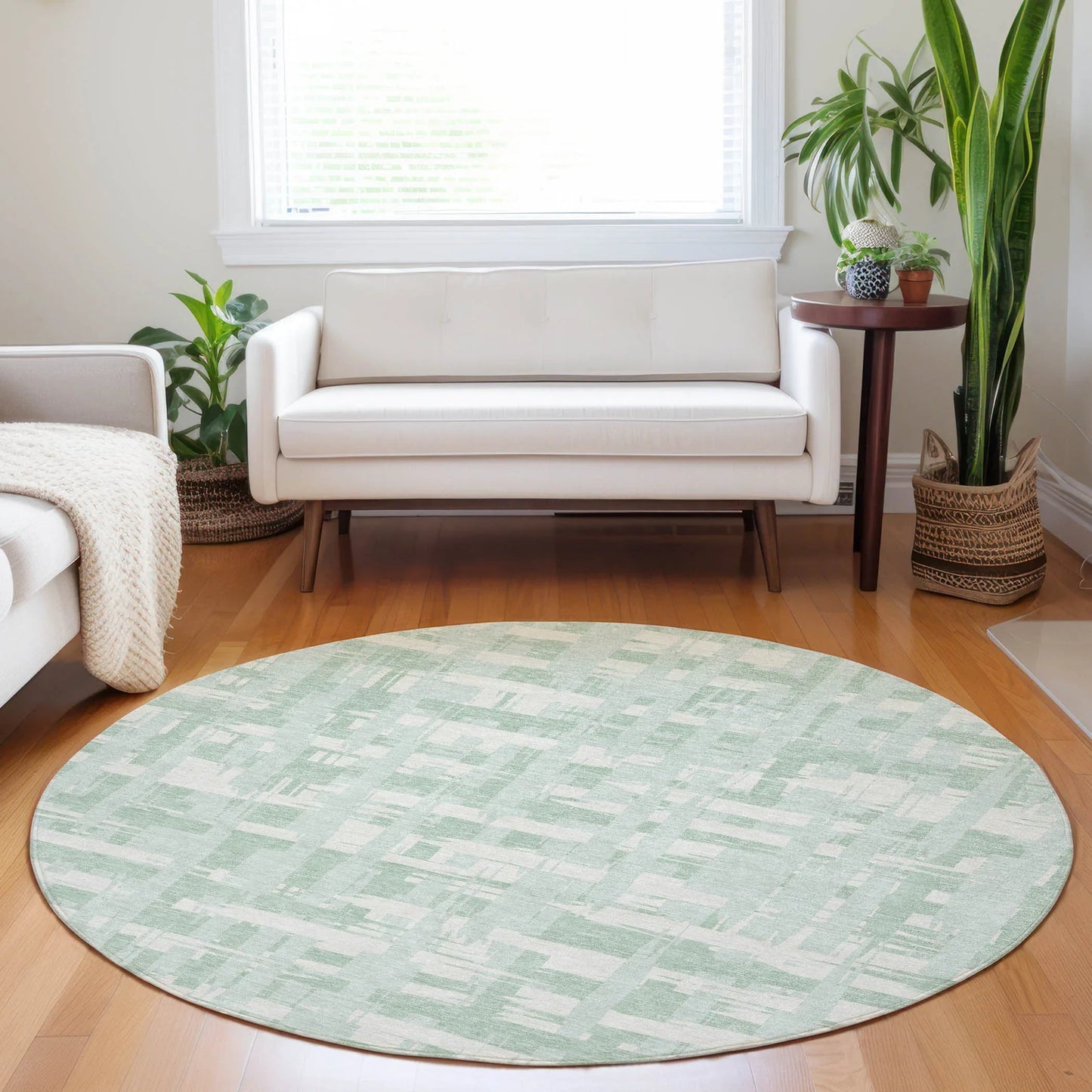 Taelaris Green Washable Indoor-Outdoor Rug