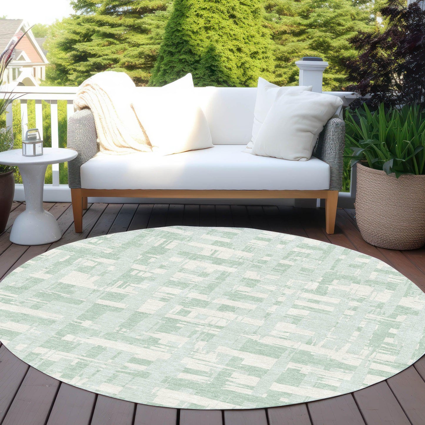 Taelaris Green Washable Indoor-Outdoor Rug