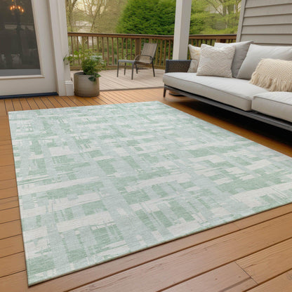 Taelaris Green Washable Indoor-Outdoor Rug