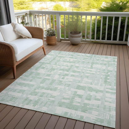 Taelaris Green Washable Indoor-Outdoor Rug
