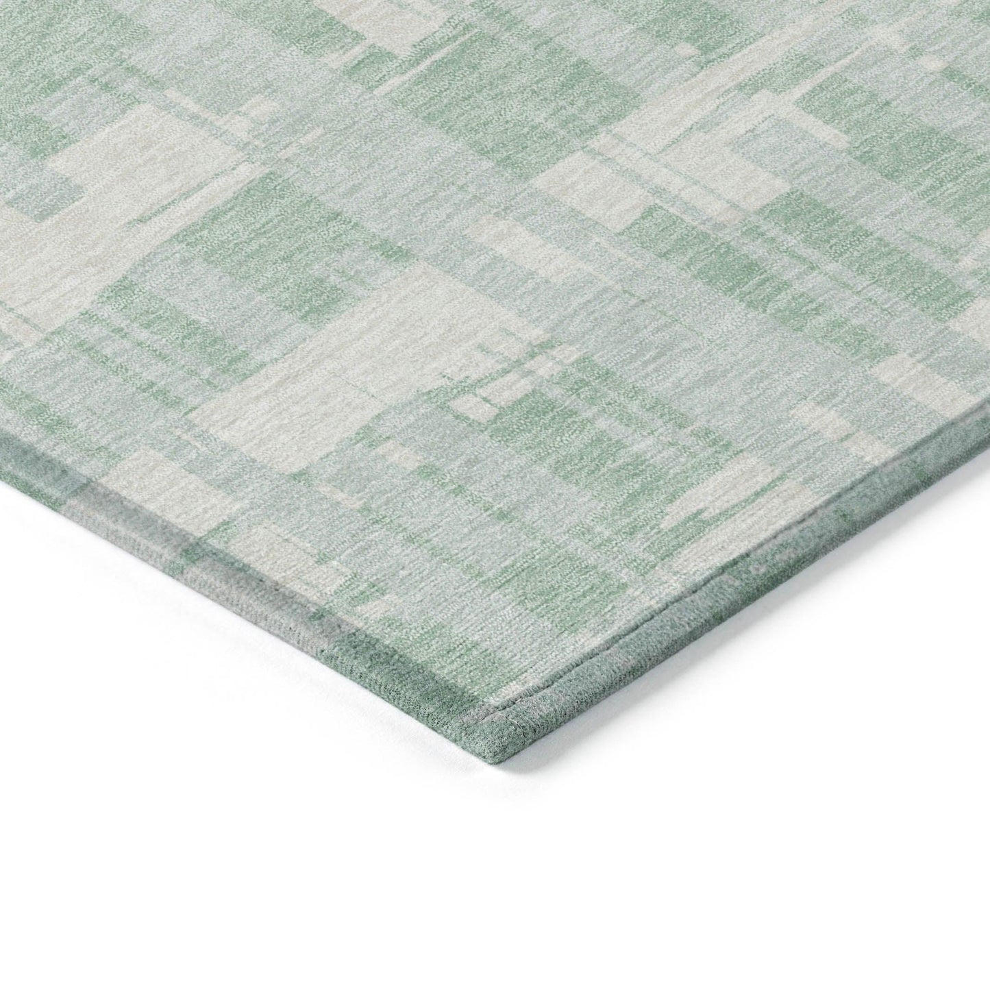 Taelaris Green Washable Indoor-Outdoor Rug