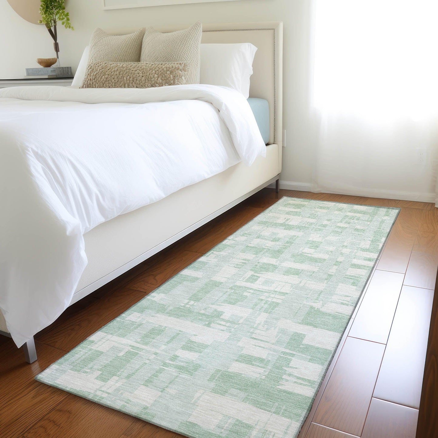 Taelaris Green Washable Indoor-Outdoor Rug