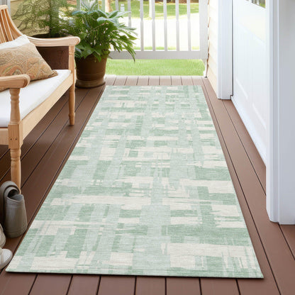 Taelaris Green Washable Indoor-Outdoor Rug