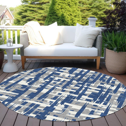 Taelaris Navy Washable Indoor-Outdoor Rug