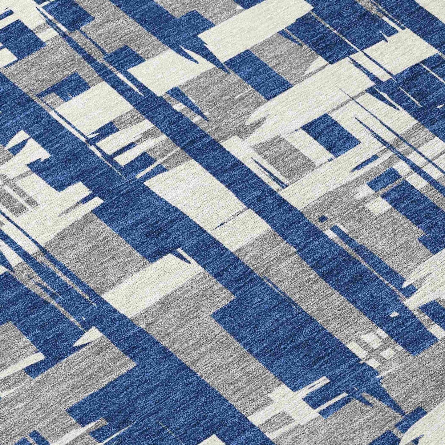 Taelaris Navy Washable Indoor-Outdoor Rug