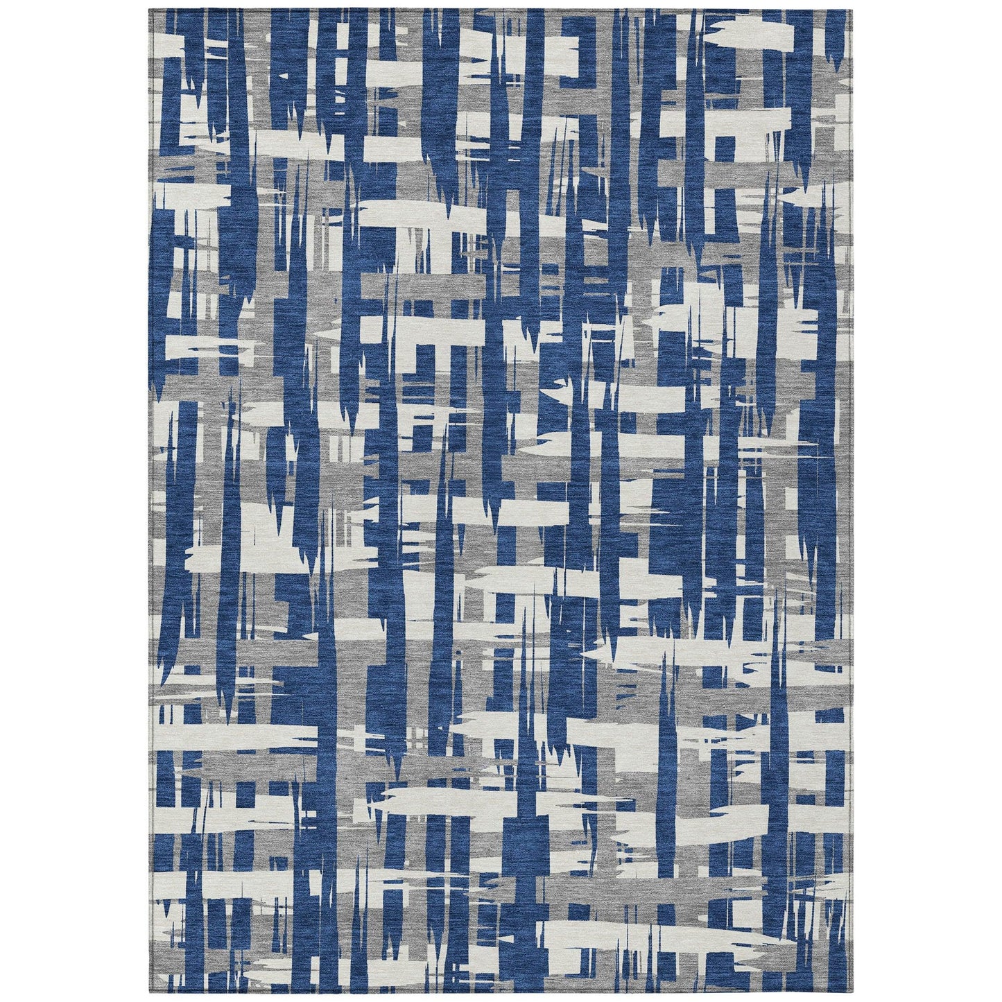 Taelaris Navy Washable Indoor-Outdoor Rug