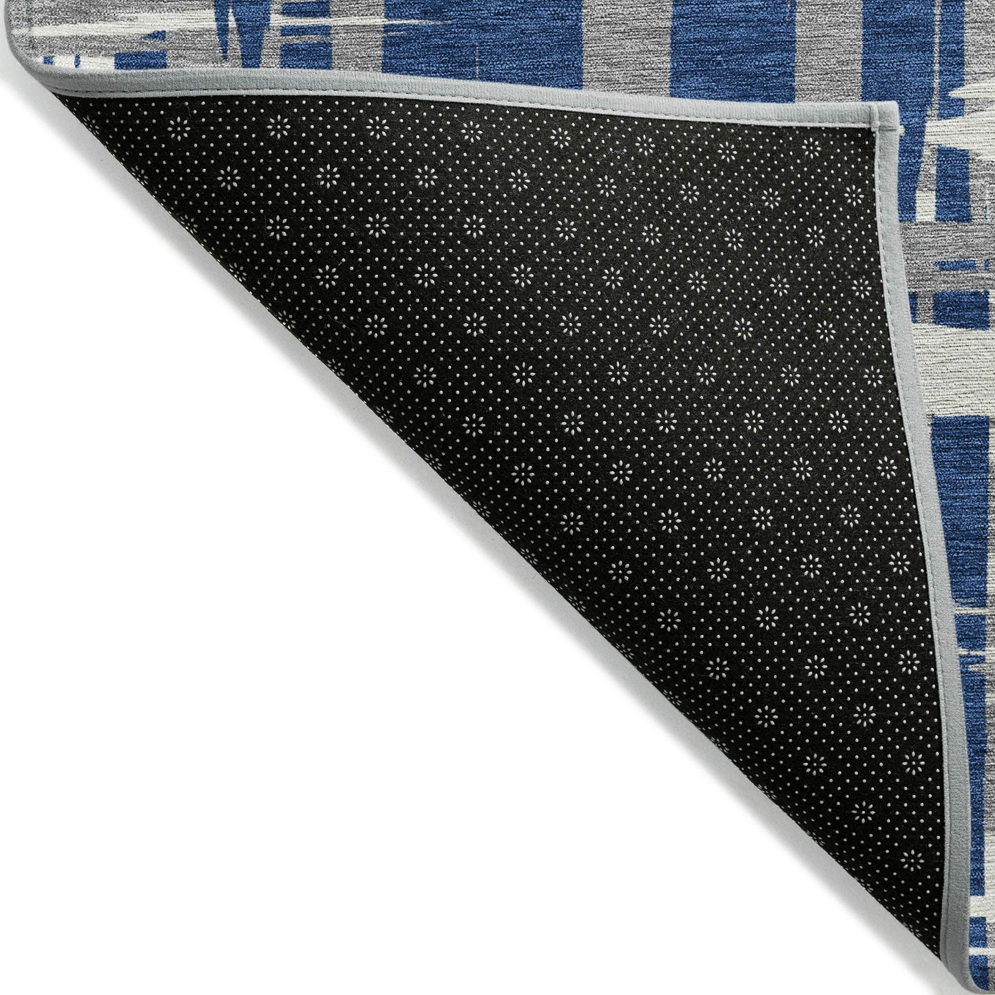 Taelaris Navy Washable Indoor-Outdoor Rug