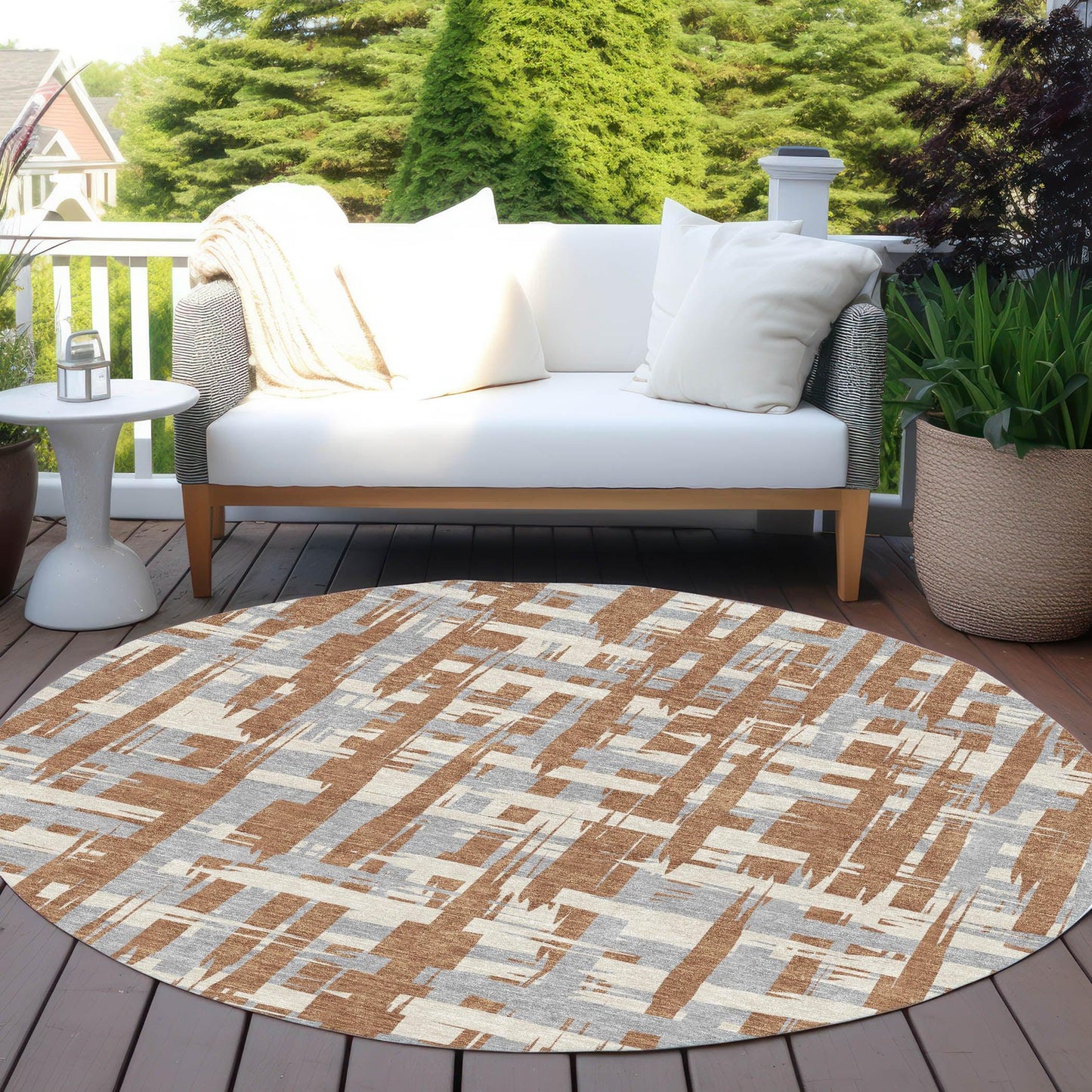 Taelaris Orange Washable Indoor-Outdoor Rug