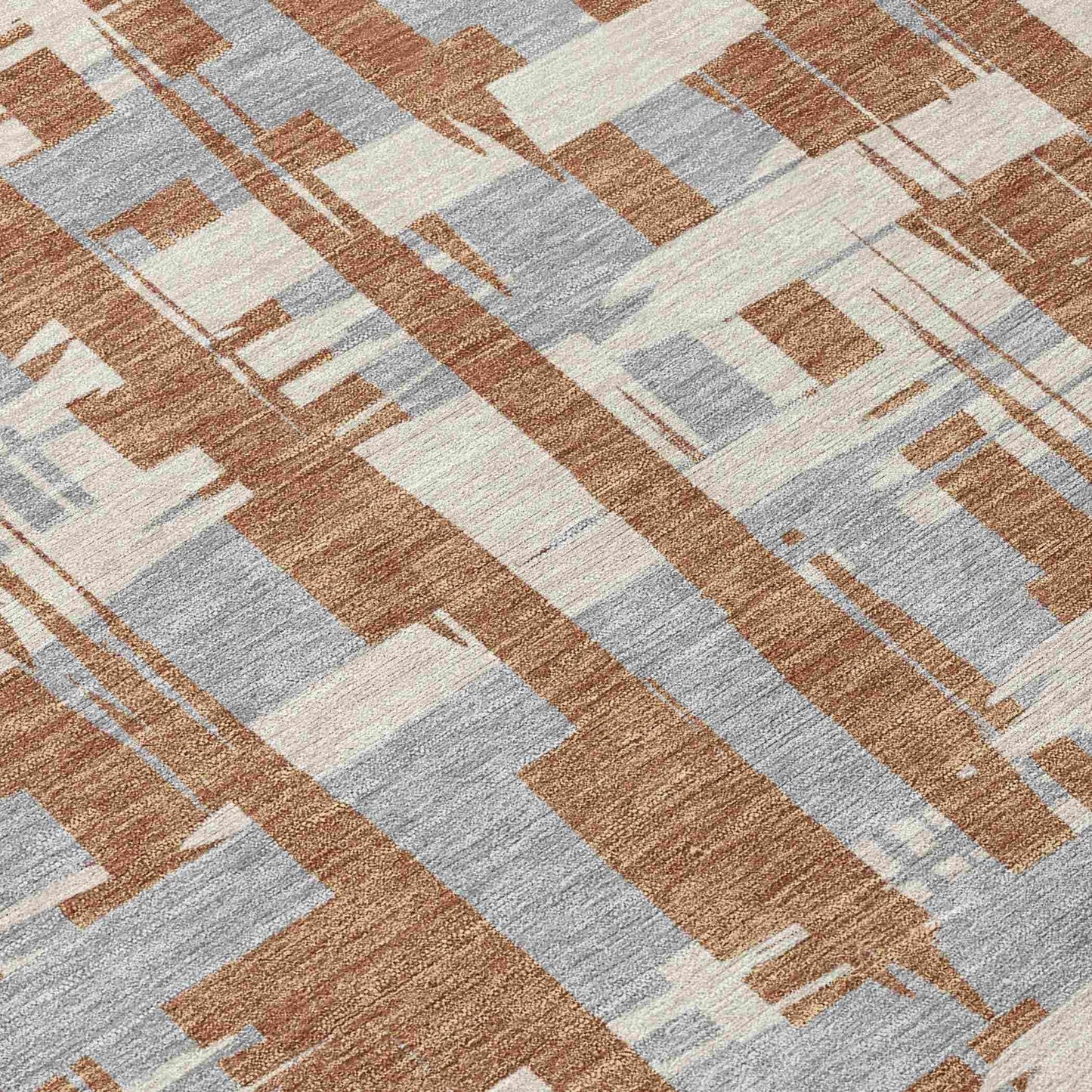 Taelaris Orange Washable Indoor-Outdoor Rug