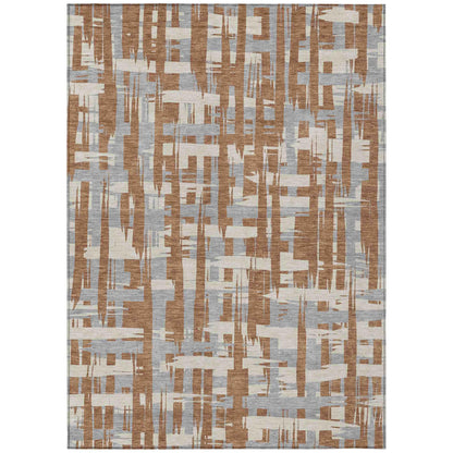 Taelaris Orange Washable Indoor-Outdoor Rug