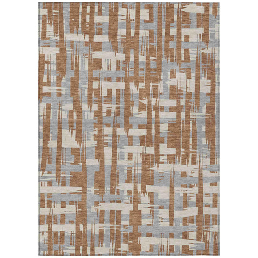 Taelaris Orange Washable Indoor-Outdoor Rug