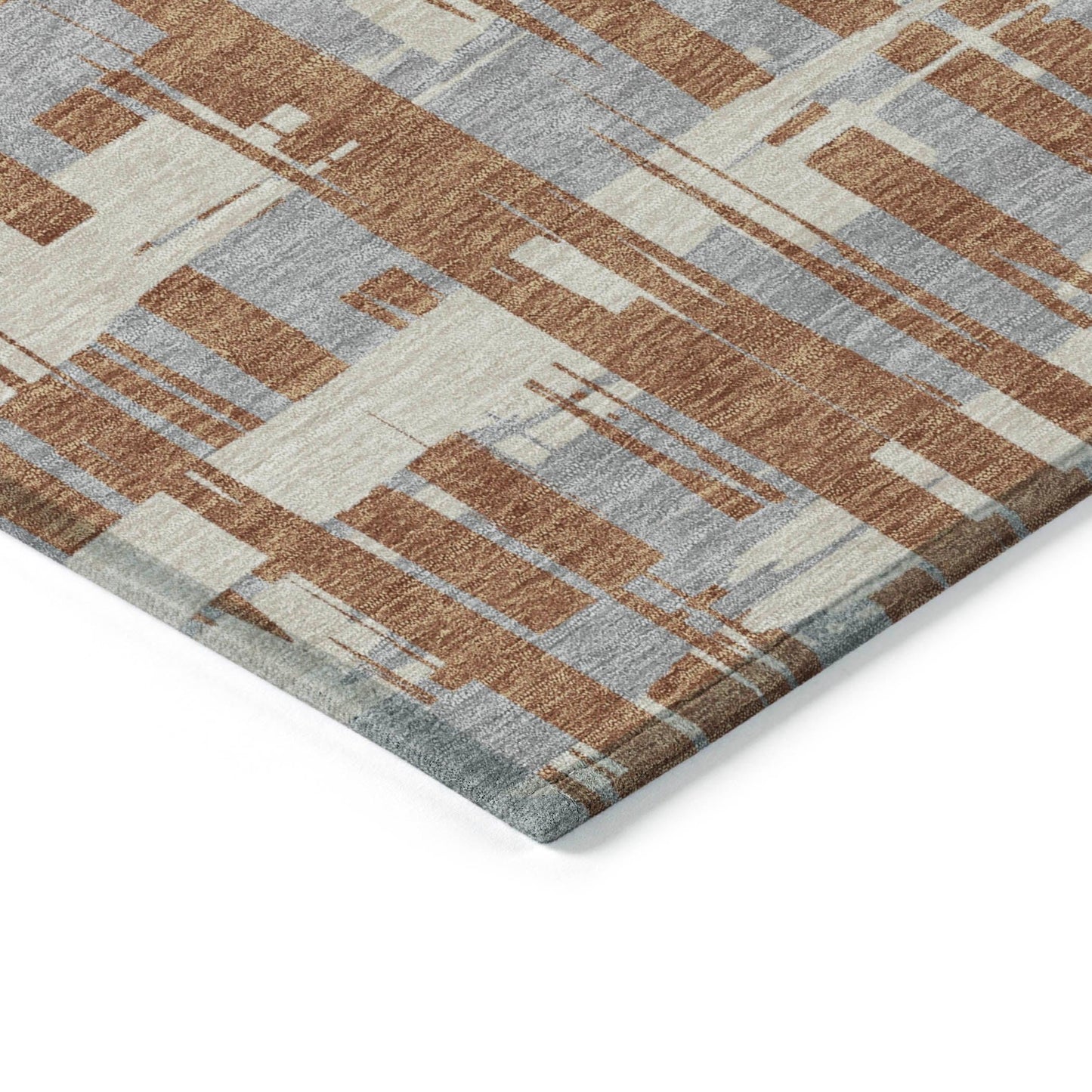 Taelaris Orange Washable Indoor-Outdoor Rug