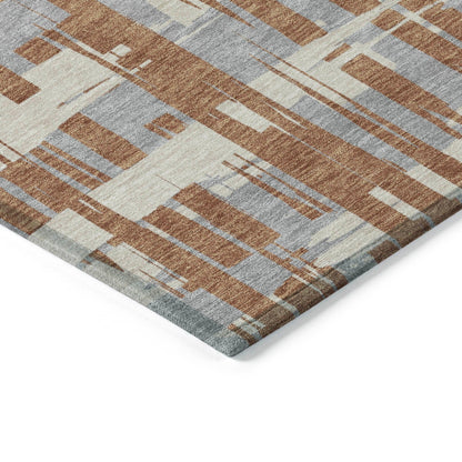 Taelaris Orange Washable Indoor-Outdoor Rug