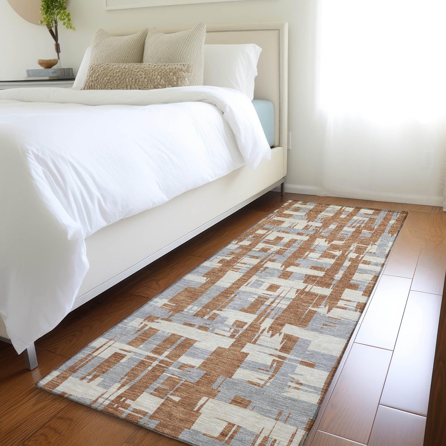 Taelaris Orange Washable Indoor-Outdoor Rug