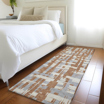 Taelaris Orange Washable Indoor-Outdoor Rug