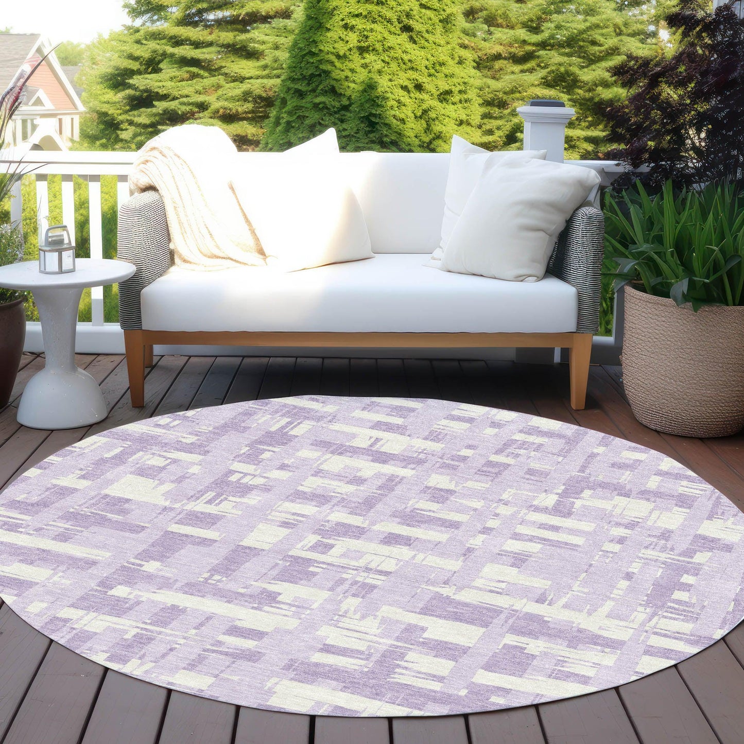 Taelaris Purple Washable Indoor-Outdoor Rug