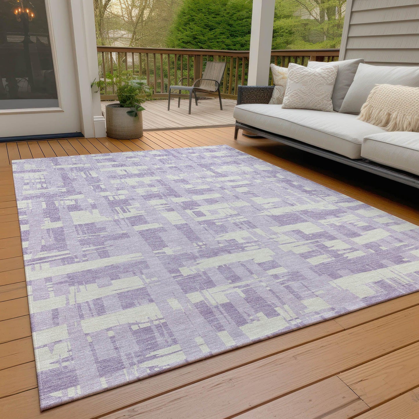 Taelaris Purple Washable Indoor-Outdoor Rug