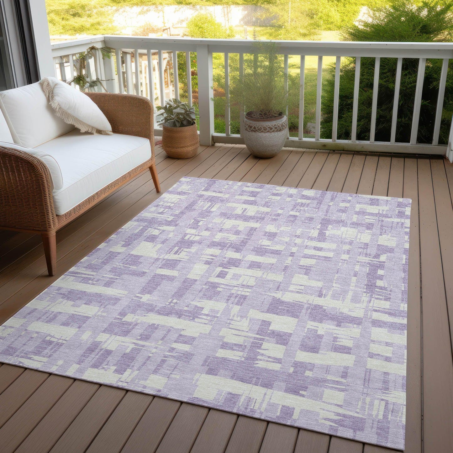 Taelaris Purple Washable Indoor-Outdoor Rug
